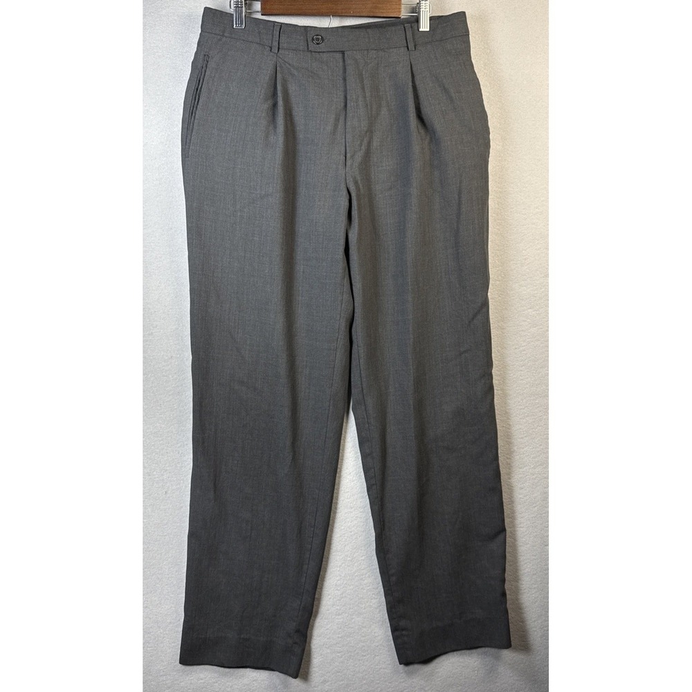 Hugo Boss Classic Dress Pants Men 34x32 Virgin Wool Pleated Academia Manager USA